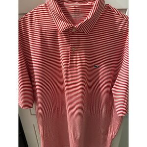 Vineyard Vines Performance Polo Shirt Red White Stripe Mens XL Short Sleeve